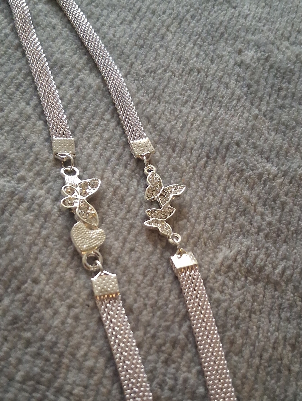 Silver Butterfly Multi-Strand Ankle Bracelet - Elegant Women's Jewelry